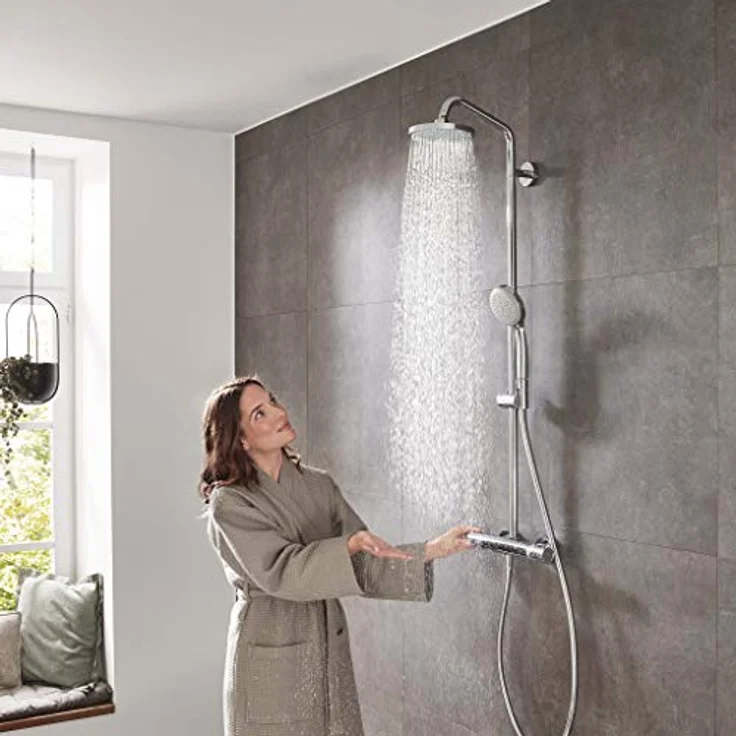 hansgrohe Duschsystem Croma 160 (Regendusche mit 4 Strahlarten, Duschkopf, Duschstange und Thermostat) chrom – Bild 2