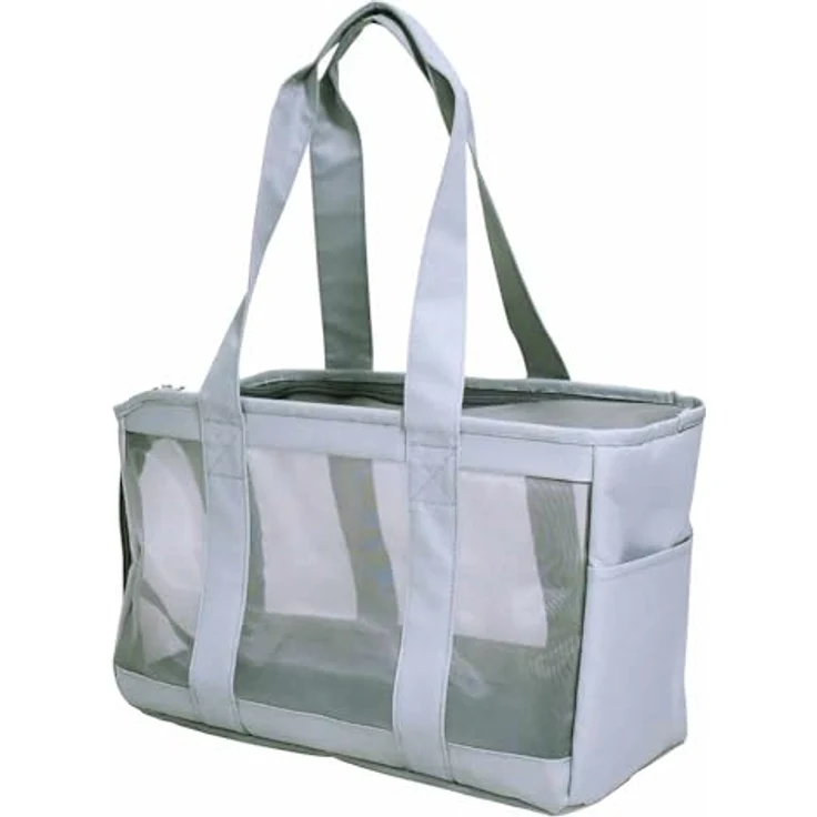 Nobby Tasche HANA, strapazierfähige Hunde-Transportbox in hellgrau, 40 x 20 x 26 cm, mit Utensilienfach und abwaschbarem Boden – Bild 1