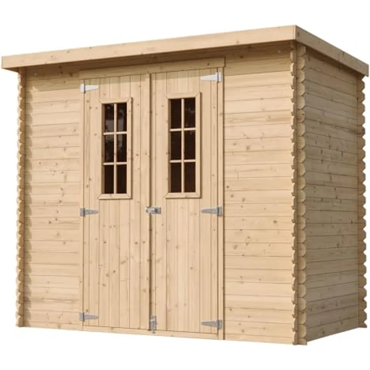 TIMBELA M310C Holzhaus Gartenhaus B239xL142xH200 cm/ 2,63 m2 - Wasserfestes Dach, Naturholz - Gartenschuppen für Fahrrad und Gartenutensilien – Bild 3