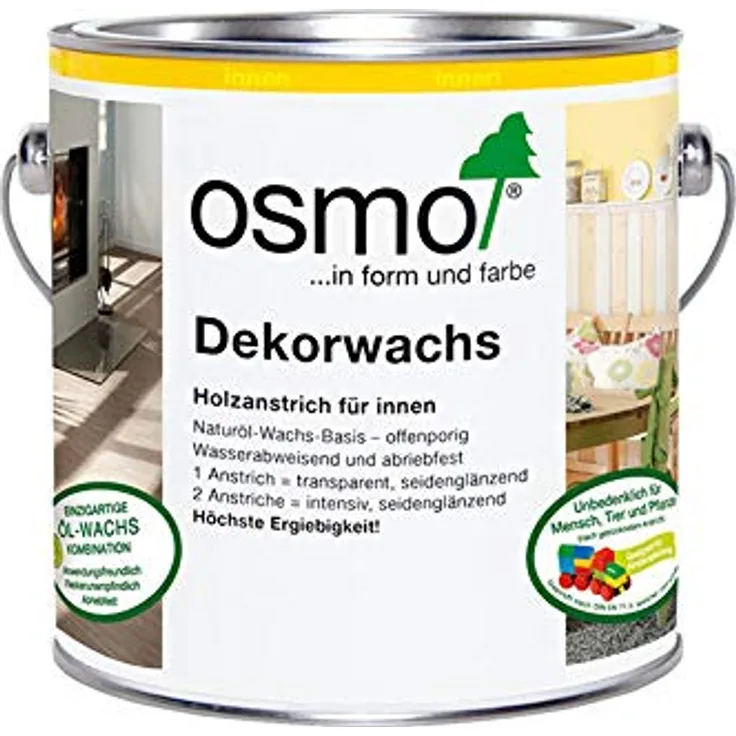 Osmo-Color Dekorwachs transparent, 0,750 L für Möbel und Kinderspielzeug, abriebfest und wasserabweisend