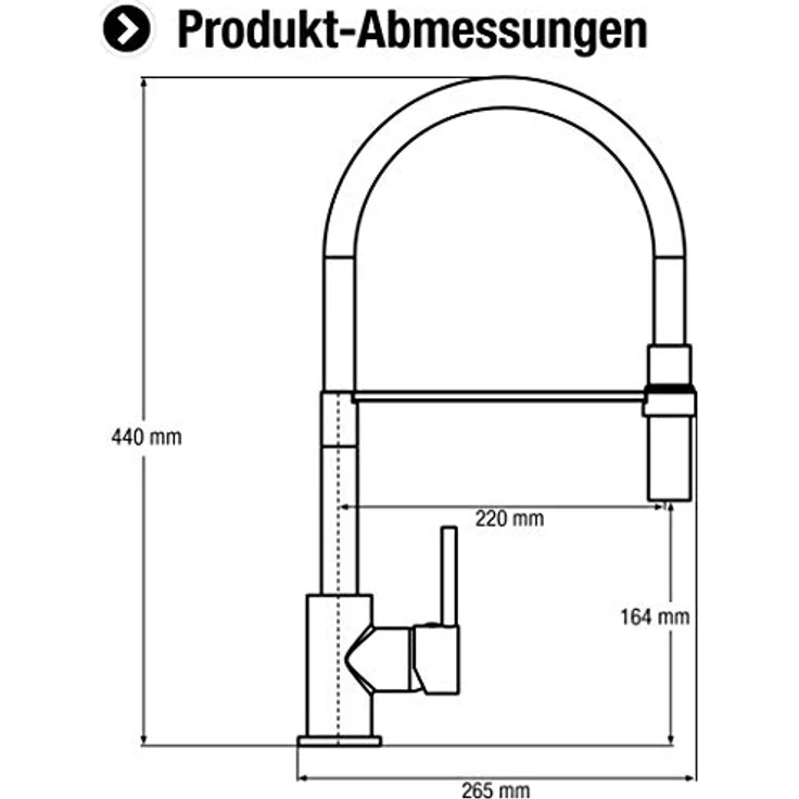 CORNAT Spültischarmatur, Hochdruckarmatur mit 360° schwenkbarem Silikon-Auslauf und Brause-Arretierung, chrom – Bild 2