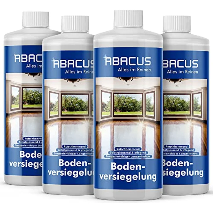 Bodenversiegelung, Parkettversiegelung, Laminatversiegelung, PVC-Versiegelung, Dielenversiegelung, Fliesenversiegelung, Korkversiegelung, Marmorversiegelung – ABACUS Bodenversiegelung 4x 1L (7688.4) – Bild 1
