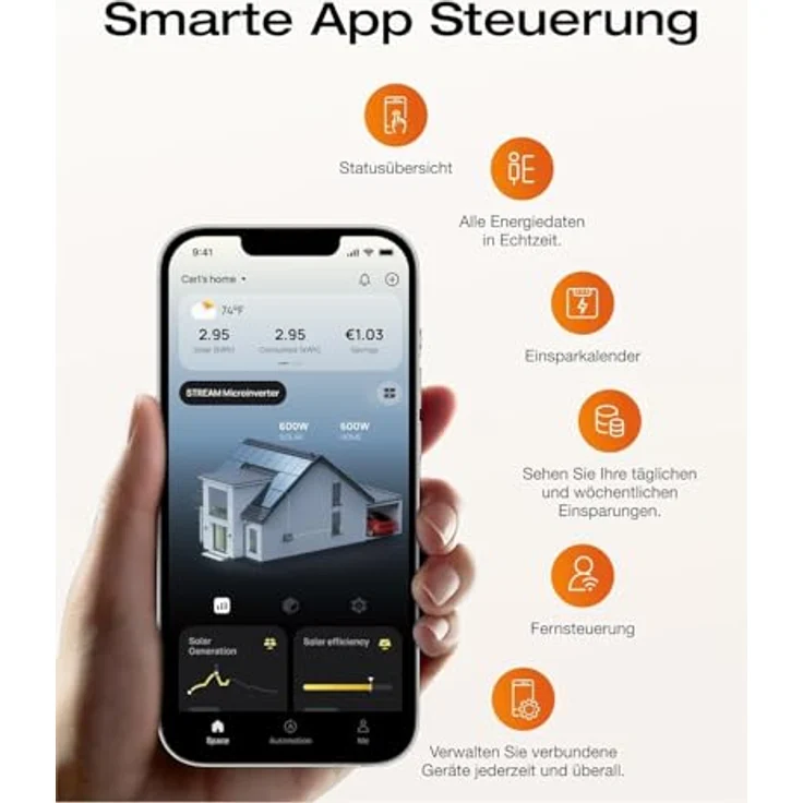 Solarway® Balkonkraftwerk 880Wp, Komplettset mit 800W EcoFlow Stream Wechselrichter, 2 x 440W bifaziale Black Solarmodule, inklusive Steckdosen-Kabel und Zubehör – Bild 8