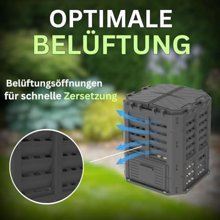 ViD Multi Gartenkomposter 300 Liter, robuster Schnellkomposter mit Belüftungssystem, schwarz, 71x71x79,5 cm – Bild 3