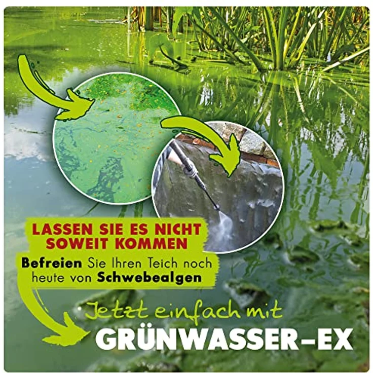 AQUALITY Gartenteich Grünwasser-EX (Besonders wirksam bei grünem Wasser, dauerhaft und schnell, grüne Schwebealgen, verhindert die Algenneubildung), Inhalt:1 Liter – Bild 3