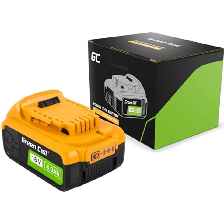 Green Cell Ersatzakku 4000mAh für DeWalt XR 18V - Li-Ion Akku mit Batterieladeanzeige, 4Ah Kapazität, Kein Memory-Effekt – Bild 1