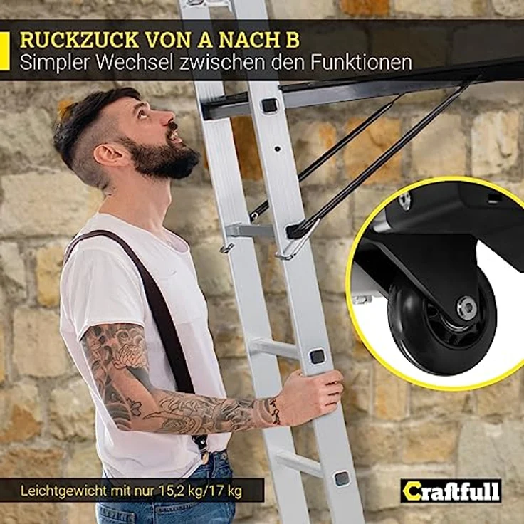 Craftfull Leitergerüst CF-103A Mehrzweckleiter Alu Leiter Gerüst Arbeitsbühne (1.68 Meter 6 Sprossen) – Bild 9