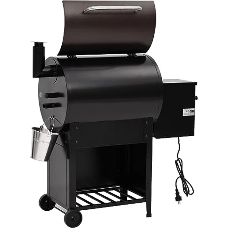 vidaXL Holzkohlegrill Pelletgrill mit Schornstein Schwarz 104 cm Eisen, 6-in-1 Funktion, einfache Reinigung – Bild 8