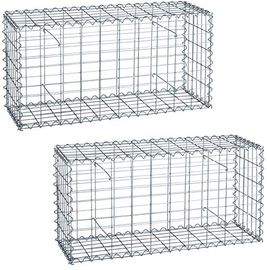 Gabionen 100x50x30 cm 2er Set Stein Korb Gitter Metall Wand Draht Sichtschutz