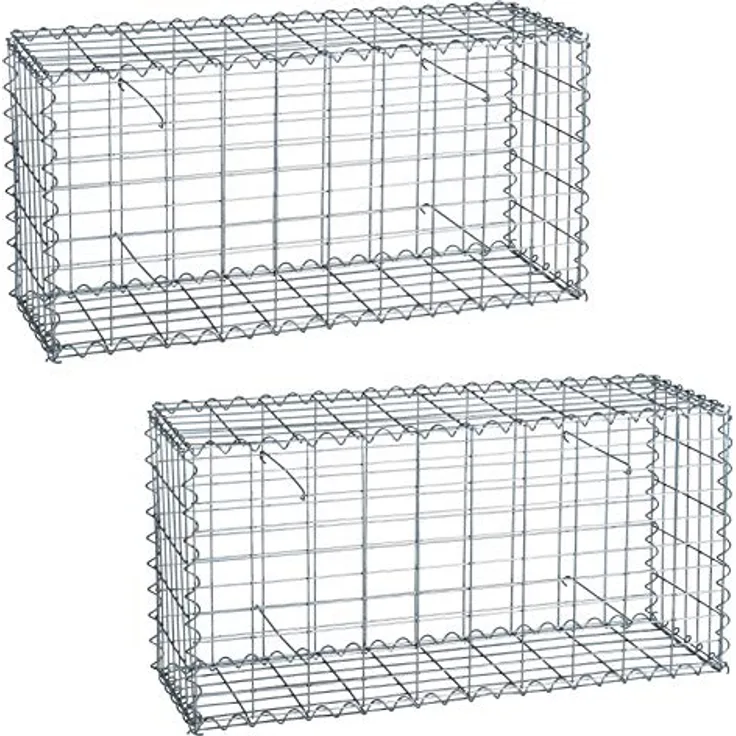 Gabionen 100x50x30 cm 2er Set Stein Korb Gitter Metall Wand Draht Sichtschutz