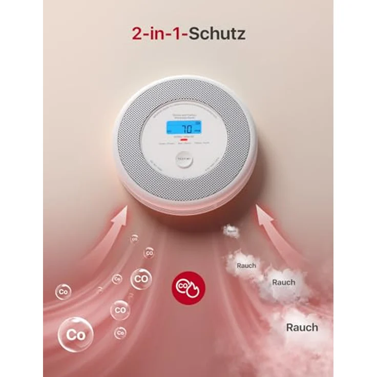 X-Sense Kombinierter Rauch- und Kohlenmonoxidmelder mit Sprachausgabe-Alarm, austauschbarer Batterie, XP0A-SR, 1er-Pack – Bild 4