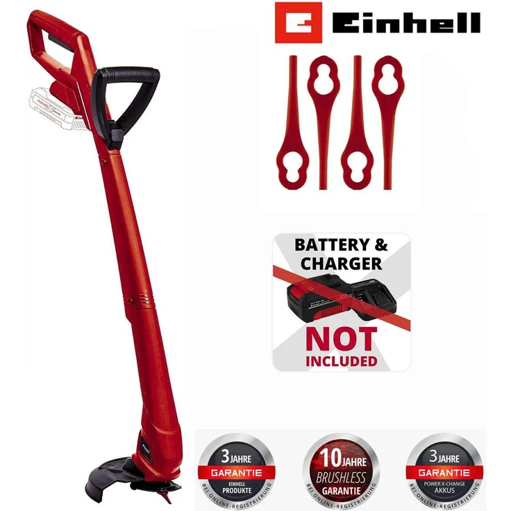 Einhell Akku-Rasentrimmer GC-CT 18/24 Li P-Solo 18V PXC inkl. 20 Messer, kabelloser Rasentrimmer mit 24 cm Schnittbreite