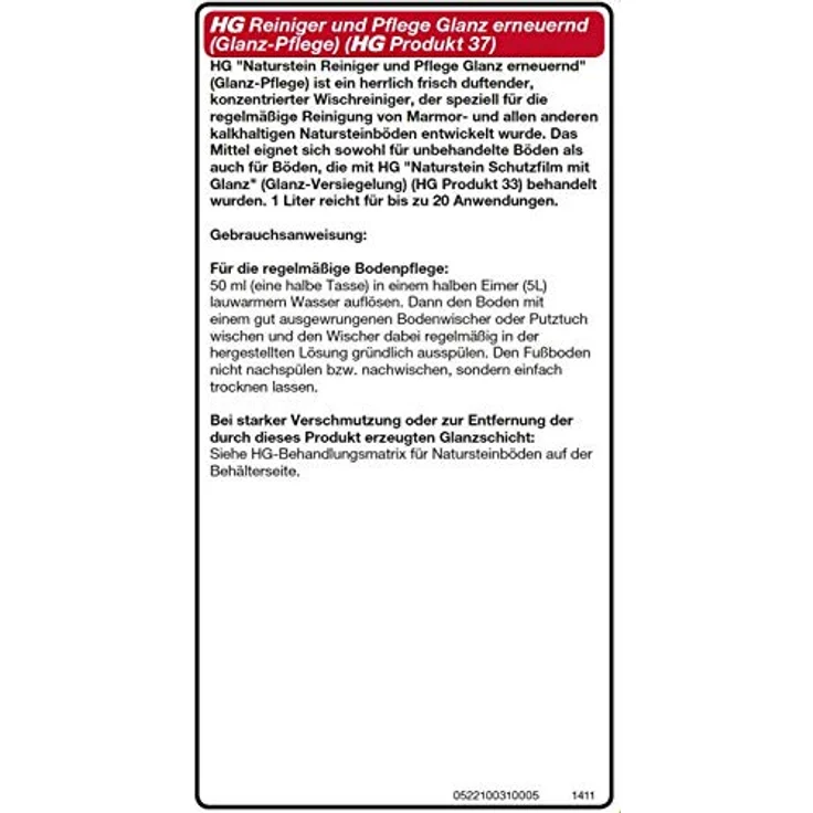 HG Naturstein Reiniger und Pflege Glanz erneuernd 1 Liter – Bild 5