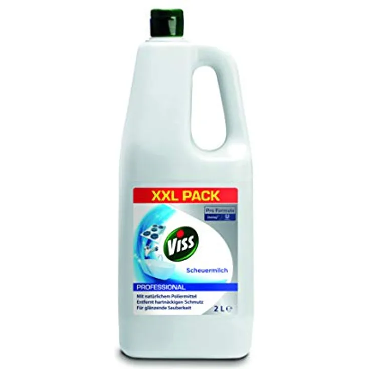 Viss Professional 7510837 Scheuermilch Original, für Herde, Glaskeramikkochfelder, Arbeitsflächen, Spülen, Badenwannen, Waschbecken, WC und Kacheln, 2 L