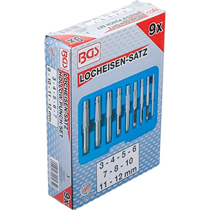 BGS technic Bohrer- und Bitset 565, Kunststoffkassette mit Locheisen 3-12 mm, 700 g – Bild 7