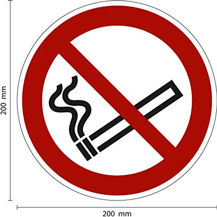 Marahrens Rauchen verboten, Aluminium Verbotszeichen Schild, Ø 200 mm, feuerbeständig, wetterfest, ISO 7010 P002 – Bild 2
