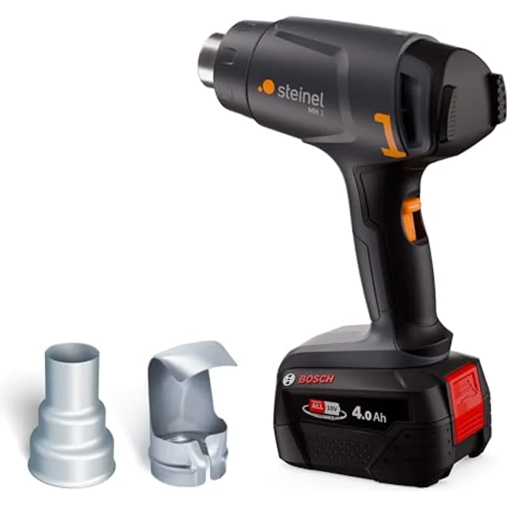 Steinel Akku Heißluftpistole MH 1 Set, kabellos mit 4.0 Ah 18V Bosch PFA Akku, 2 Temperaturstufen 300°C/450°C, kompakt für Löten und Schrumpfen – Bild 1