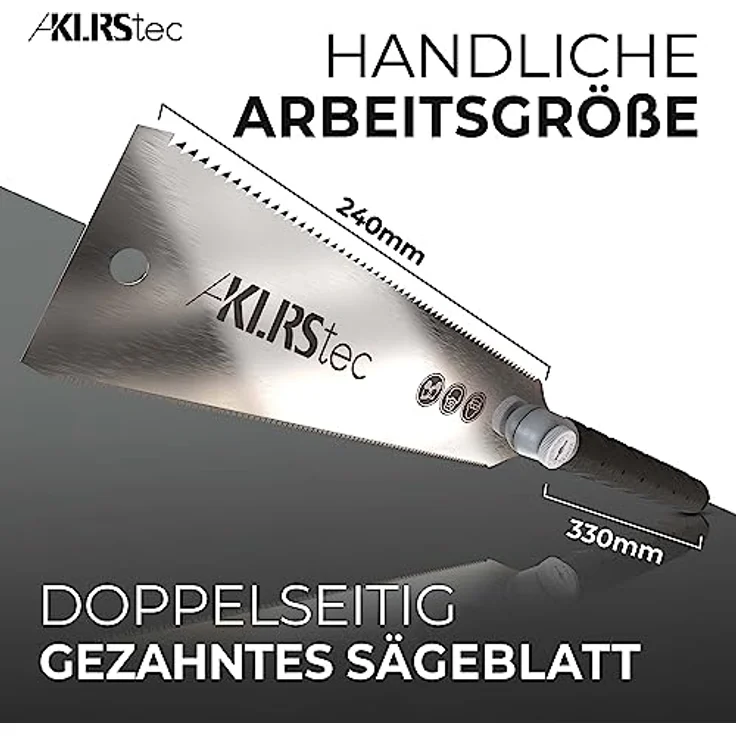 KLRStec® Professional Japansäge 240mm Ryoba, doppelseitig gezahnt, ergonomischer 2K-Griff, optimal für Holz- und Kunststoffarbeiten – Bild 3