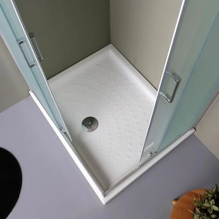 KIAMAMI VALENTINA Rechteckige Duschabtrennung Giada, 120x70 cm, satiniertes 6 mm Sicherheitsglas, Aluminiumprofile mit poliertem Chrom-Finish, Schiebeöffnung – Bild 4