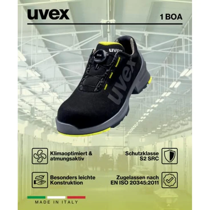 Uvex 1 Halbschuh mit Boa® Fit System, Sicherheitsschuh S2 SRC, Weite 11, atmungsaktiv, ESD-zertifiziert – Bild 9