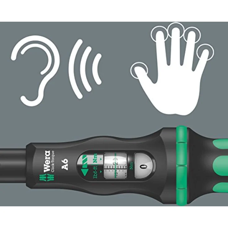 Wera 05075605001 Click-Torque A 6 Drehmomentschlüssel mit Umschaltknarre, Schwarz, Grün, 1-4'' Sechskant, 2.5-25 Nm – Bild 3