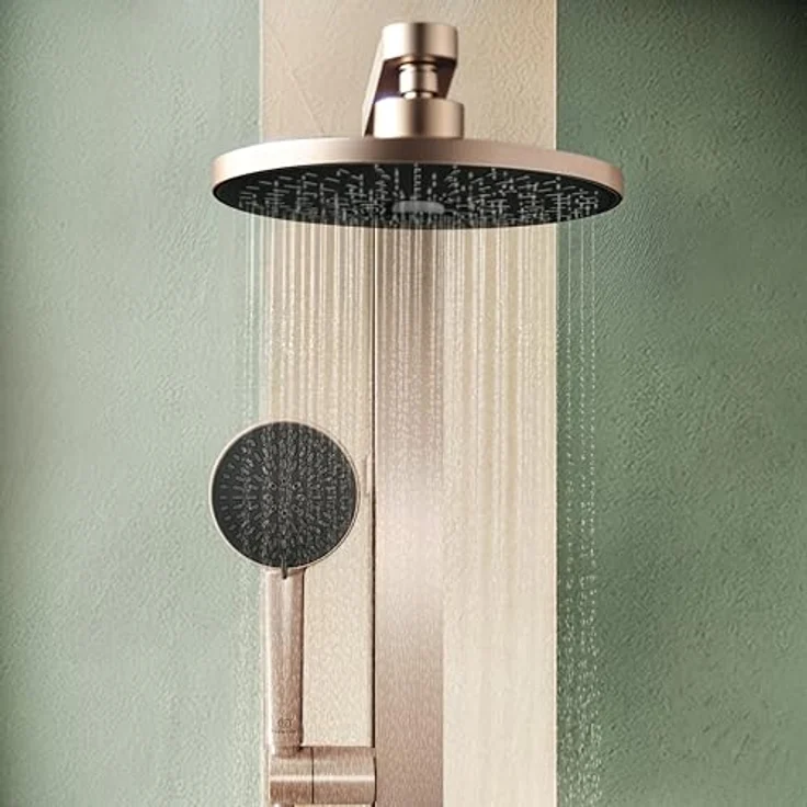 Ideal Standard Kopfbrause Alu+, 2-Funktionen in Rosé, mit IF Design Award 2024, wasserlabel 12 l/min, matt schimmernd – Bild 6