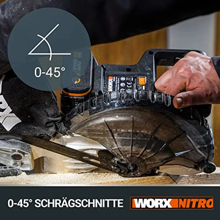 WORX WX845.9 Akku-Zug- Kapp- und Gehrungssäge 20VMultifunktionssäge für zahlreiche Schnittarbeiten – Bild 4