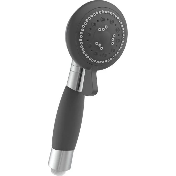 Schütte Handbrause VITAL, mit 4 Strahlarten, rutschfestem Griff, Duschbrause, Chrom/Schwarz – Bild 1