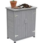 Relaxdays Pflanztisch mit Unterschrank, Holz, verzinkte Arbeitsplatte, HxBxT: 90 x 75 x 40 cm, grau, für Garten und Balkon
