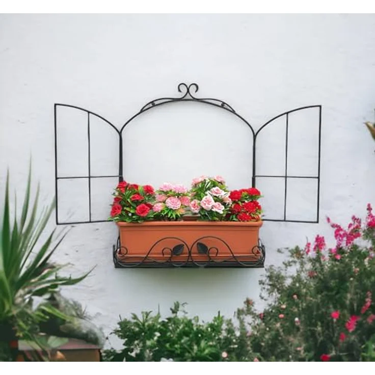 DanDiBo Wandblumenhalter Fenster Schwarz Metall Wand Blumenständer Blumenregal Wandregal Regal – Bild 5