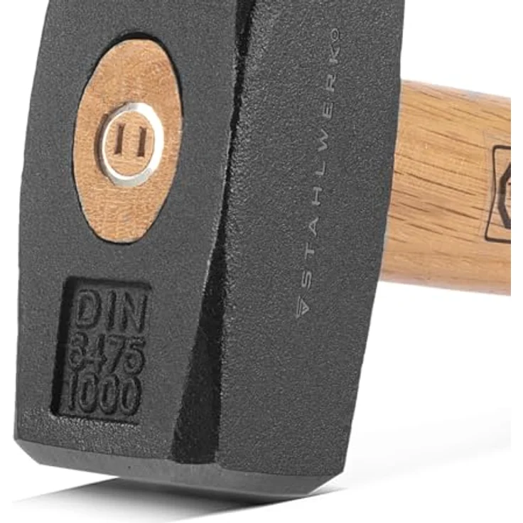 STAHLWERK Fäustel 1000g, 2er Set Plattenhammer aus schwarz lackiertem Carbon-Stahl mit doppelt geschweiftem Holzstiel – Bild 6