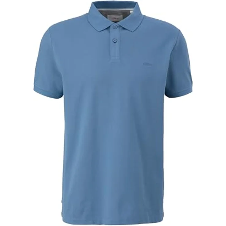 s.Oliver Poloshirt mit Logostickerei, Jerseystoff aus Baumwolle, hüftlang - blau – Bild 5