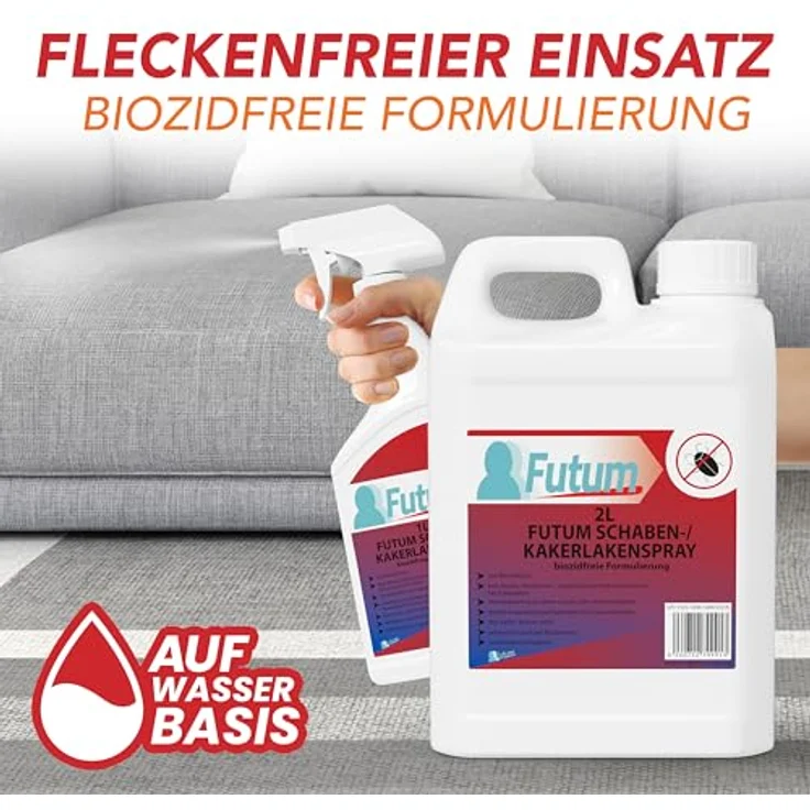 FUTUM Kakerlaken Spray, biozidfreie Formel auf Wasserbasis, 2 l, geruchsarm, brennt/ätzt nicht, für Innen- und Außenbereich – Bild 6