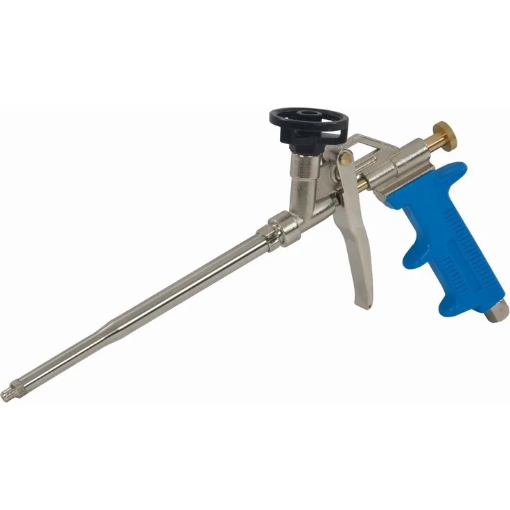 Silverline Kartuschenpistole, Robuste Aluminium-Montageschaumpistole mit PTFE-beschichteter Messingdüse, silberfarben