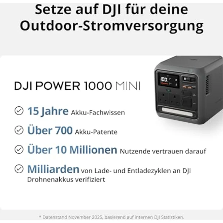 DJI Power 1000 Mini, Powerstation mit 1008 Wh, 1000W Leistung, integriertem MPPT & 400W Kfz-Ladegerät – Bild 7