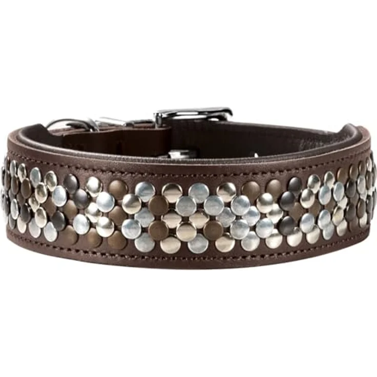 Hunter Tierbedarf Hunde-Halsband Arizona Up, Rindsleder mit luxuriöser Nietenverzierung, braun, Made in Germany – Bild 4