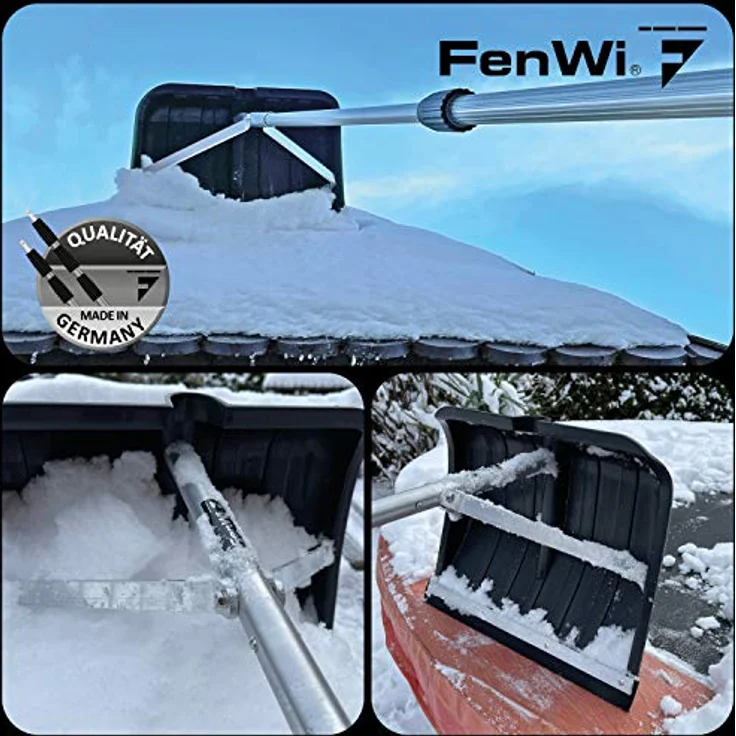 FenWi Schneeräumer für Teleskopstange I Schneeschaufel mit Gummileiste I Photovoltaik Dachräumer, stabil und langlebig, ideal zur Schnee-Entfernung – Bild 5