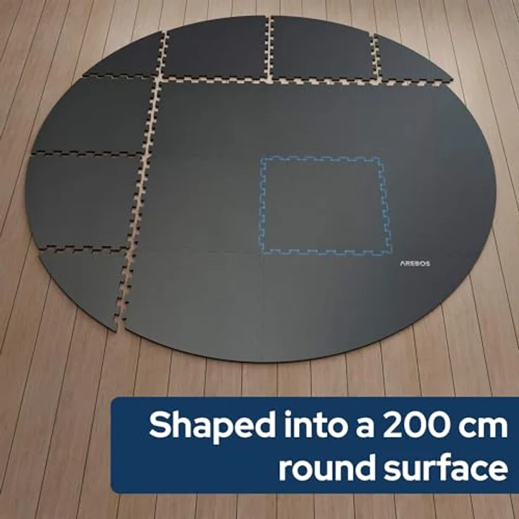 Arebos Whirlpool Bodenschutzmatte Ø 200 cm, runde EVA Puzzlematte, isolierend, rutschhemmend, wasserabweisend, Schwarz – Bild 5