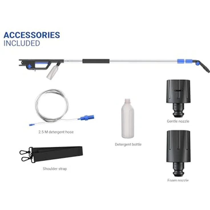 Nilfisk Teleskoplanze für Hochdruckreiniger, 14 m Reichweite, verstellbarer Sprühwinkel, inklusive Schaumdüse und Seifenbehälter – Bild 6