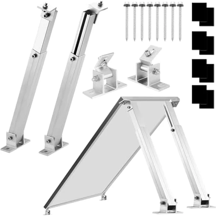 Firend Aufständerung Solarmodul Halterung Balkonkraftwerk Flachdach PV VERSTELB 15-60° (1 Panel SET 30°-60°), verstellbare Länge 700-1160 mm, Aluminium AL6005-T5, Winkel 30-60°, schwarz