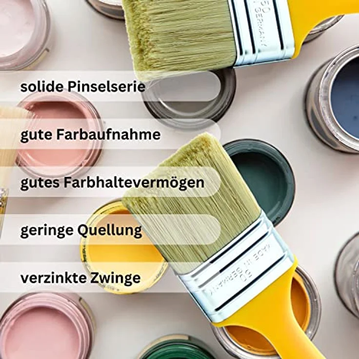 DD Composite Laminierpinsel Sets Flachpinsel Kunststoffstiel verzinkte Zwinge für Farben, Lacke und Lasuren (30mm, 48Stück) - Hochwertige Malerpinsel für saubere Streichergebnisse – Bild 2