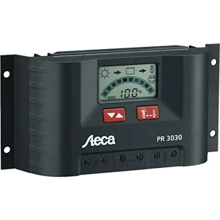 STEGA PR3030 3030 Solarladeregler mit LCD Display und Lastausgang für 12 V Verbraucher bis 30 A, Made in Germany