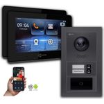 Goliath Intercom Video-Türsprechanlage Goliath 2-Draht BUS, HD Kamera, RFID, Anthrazit, für 2-Familienhaus mit 2 Monitoren