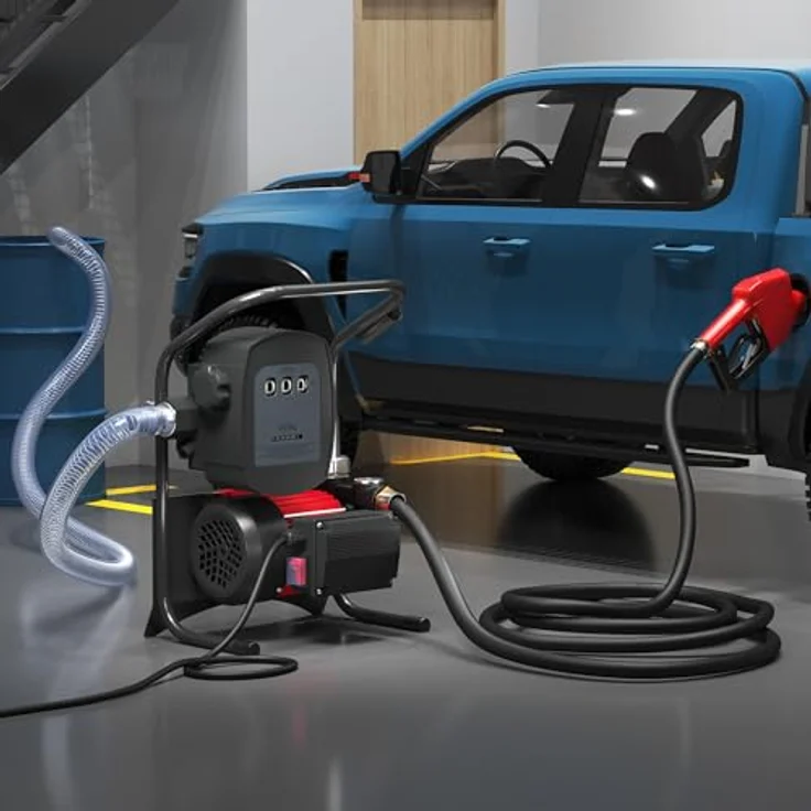WilTec - Bio Dieselpumpe Heizölpumpe selbstansaugend 230V-600W 40l-min automatische Pistole Umfüllpumpe Absau – Bild 3