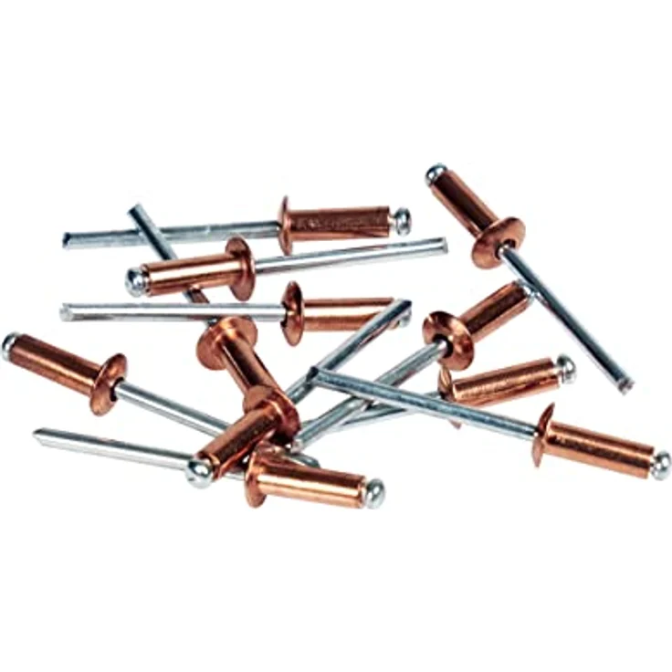 Rapid Blindnieten für Kupfer Ø 4,8mm, 6-9mm Klemmbereich, 50 Stk. Verkupferte Nieten, Set Inkl Bohrer, für blindnietzangen – Bild 4