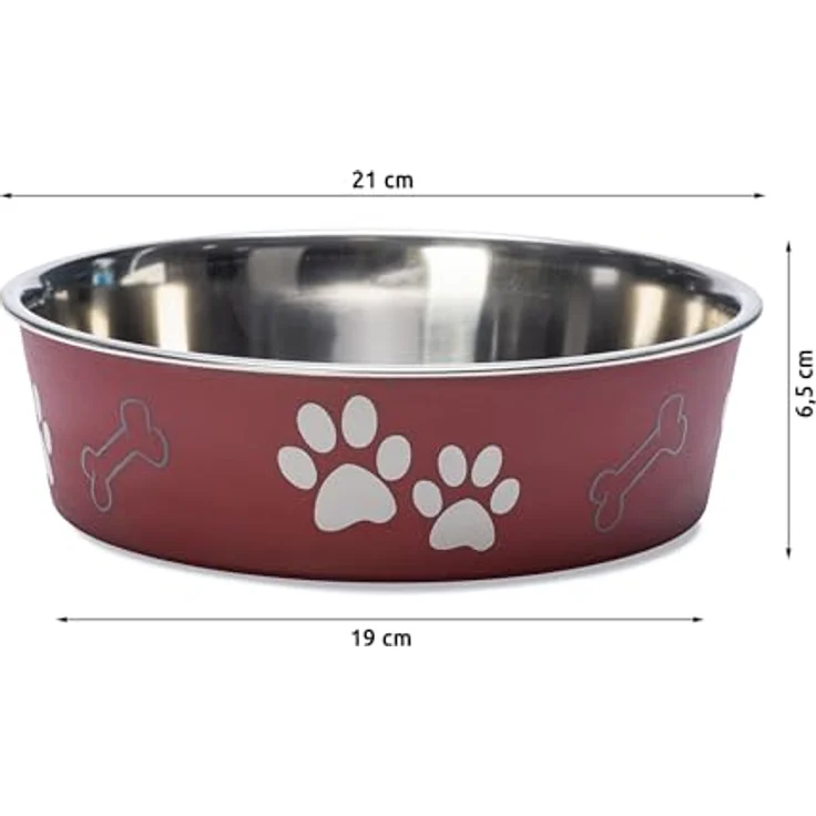Karlie Ascar, Hundenapf aus Edelstahl, Dunkelrot, 1500 ml, Anti-Rutsch-Gummiring, spülmaschinenfest, Durchmesser 19-21 cm – Bild 4