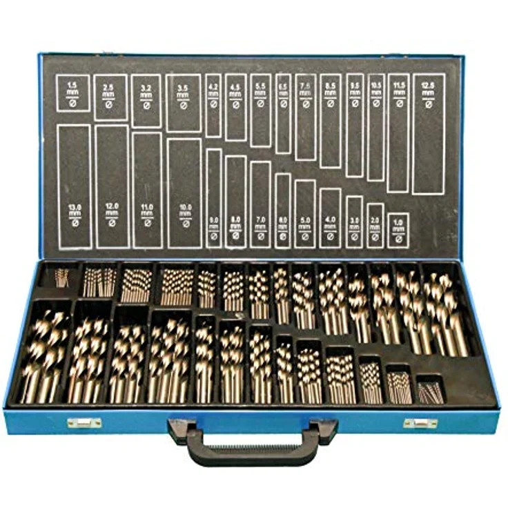 PeTools 230tlg. Spiral-Bohrer HSS-R EG (1-13mm), Metallbohrer, Stahlbohrer in rollgewalzt, zylindrisch, kurz, rechtsschneidend, 118° Kegelmantelanschliff - dampfangelassene Oberflächenbehandlung – Bild 1
