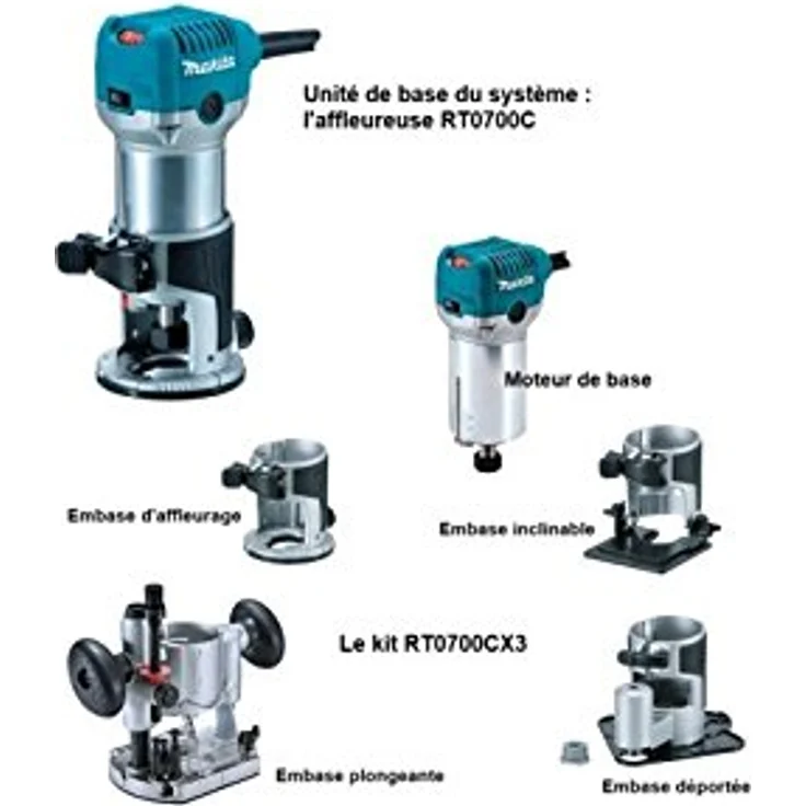 Makita 710W Multifunktions-Fräser im Mak-Pac-Koffer mit Zubehör - RT0700CX3J - Preisvergleich – Bild 5