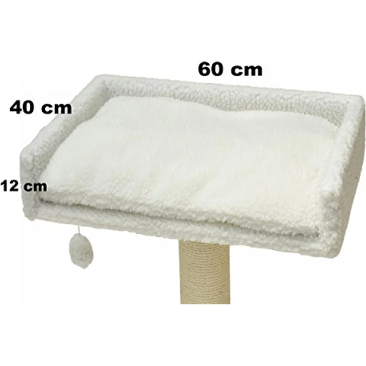 nanook Liegeplatz Top für Katzen-Kratzbaum, XXL 60x40 cm, weiß Teddyfell, stabil und robust mit Spielball – Bild 2