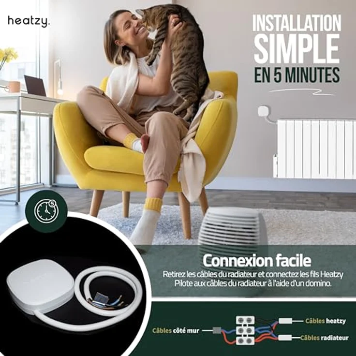 Heatzy HEATZY WiFi-Heizkörpersteuermodul, programmierbar zur Raumsteuerung mit Smartphone, Weiß – Bild 5